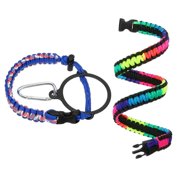 Mango de paracord, correa para botella de agua, correa de tapa de paracord, rojo/blanco/azul