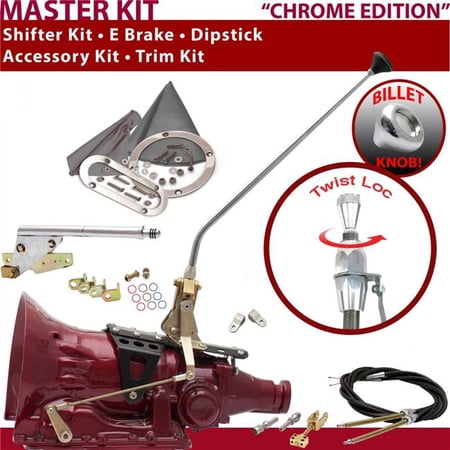 American Shifter C4 Shifter Kit Chrome 23 in. E Brake Cable Clevis Trim Kit Dipstick for F83C5