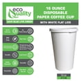 thumbnail image 2 of [250 Pack] 16oz White Disposable Paper Coffee Cups with White Flat Lids - For Hot, Cold Drink, Coffee, Tea, Cocoa, Travel, Office, Home, Cider, Hot Chocolate, To go, Compostable, Biodegradable, 2 of 4