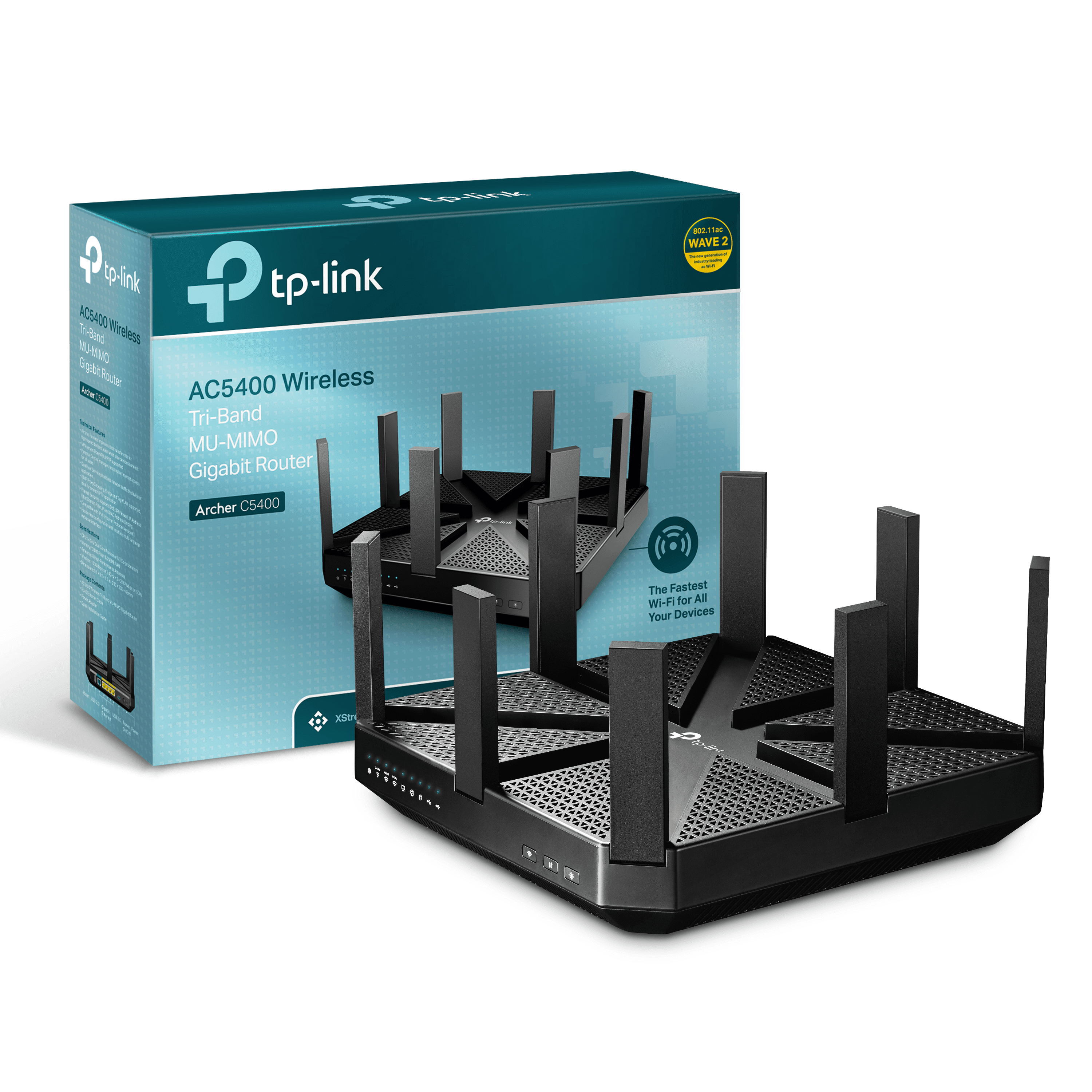 Tp-Link ARCHER AC5400 Wireless Tri-Band Gigabit Router - Walmart.com