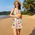 thumbnail image 3 of Balery Color Donut Vestidos de verano para mujer con estampado: vestido holgado sin mangas, vestido playero informal y cómodo para días calurosos., 3 of 7