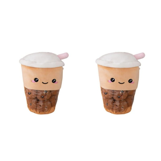 Bewildely Boba Tea-almohada de felpa para abrazar, cojín, taza de peluche suave, muñeca de juguete, cierre de cremallera para regalo de 30*40 cm/0.41 kg, té con leche 2Conjunto