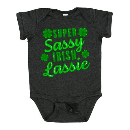 

Inktastic Super Sassy Irish Lassy with Green 4 Leaf Clovers Gift Baby Boy or Baby Girl Bodysuit