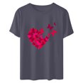 thumbnail image 4 of Meichang T-Shirts de la Saint-Valentin pour Femmes Imprimé Cœur Manches Courtes Col Rond Pull Ample Décontracté Tops de Vacances, 4 of 6