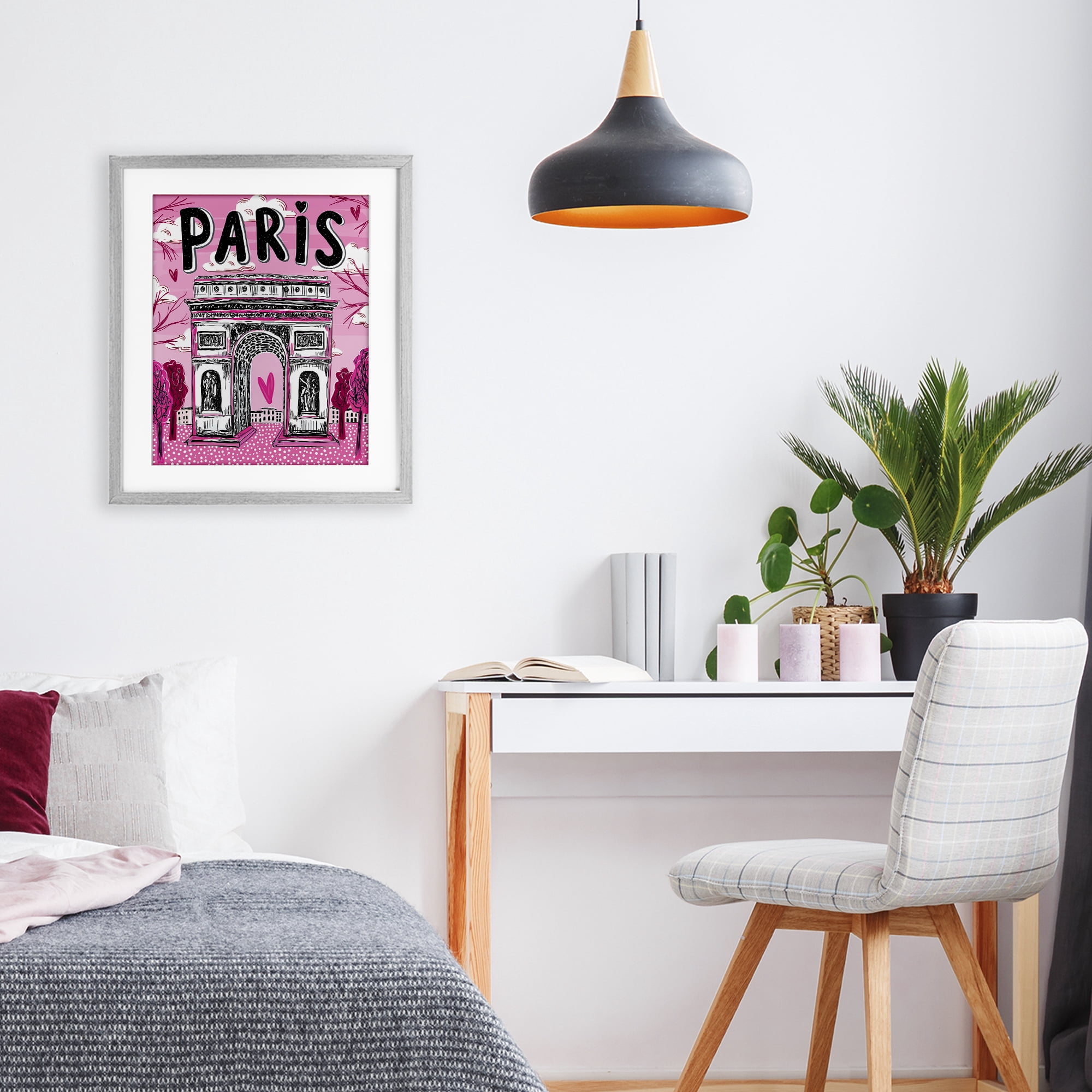 Stupell Industries Romantic Paris Arc de Triomphe Gray Framed Print Under Glass, design by Jess Stempel