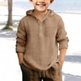 thumbnail image 3 of EnJoCho Linen Shirts for Boys Half Button Up School Hooded T Shirts Teen Loose Long Sleeve Lightweight Summer Beach Tee Tops Boys Linen Blend Casual Shirt, 3 of 4