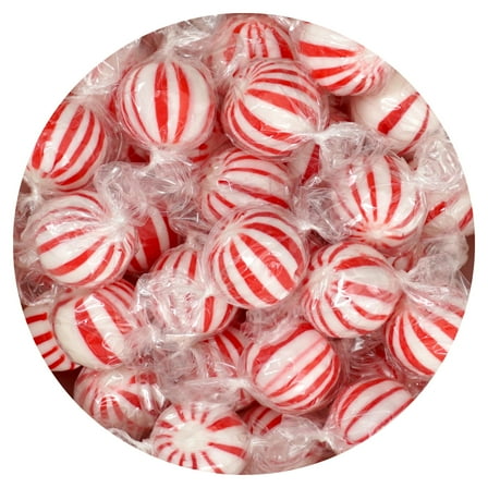 Jumbo Mint Balls Hard Candy, 1 Pound Bulk Candy Bag (Approx. 35 pcs), Peppermint Balls, Individually Wrapped Peppermint Candy