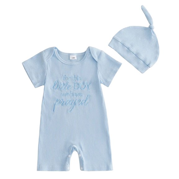 Mnyotv Newborn Summer Outfits Cartoon Embroidery Short Sleeve Jumpsuits and Hats 2Pcs Sets Size 0M