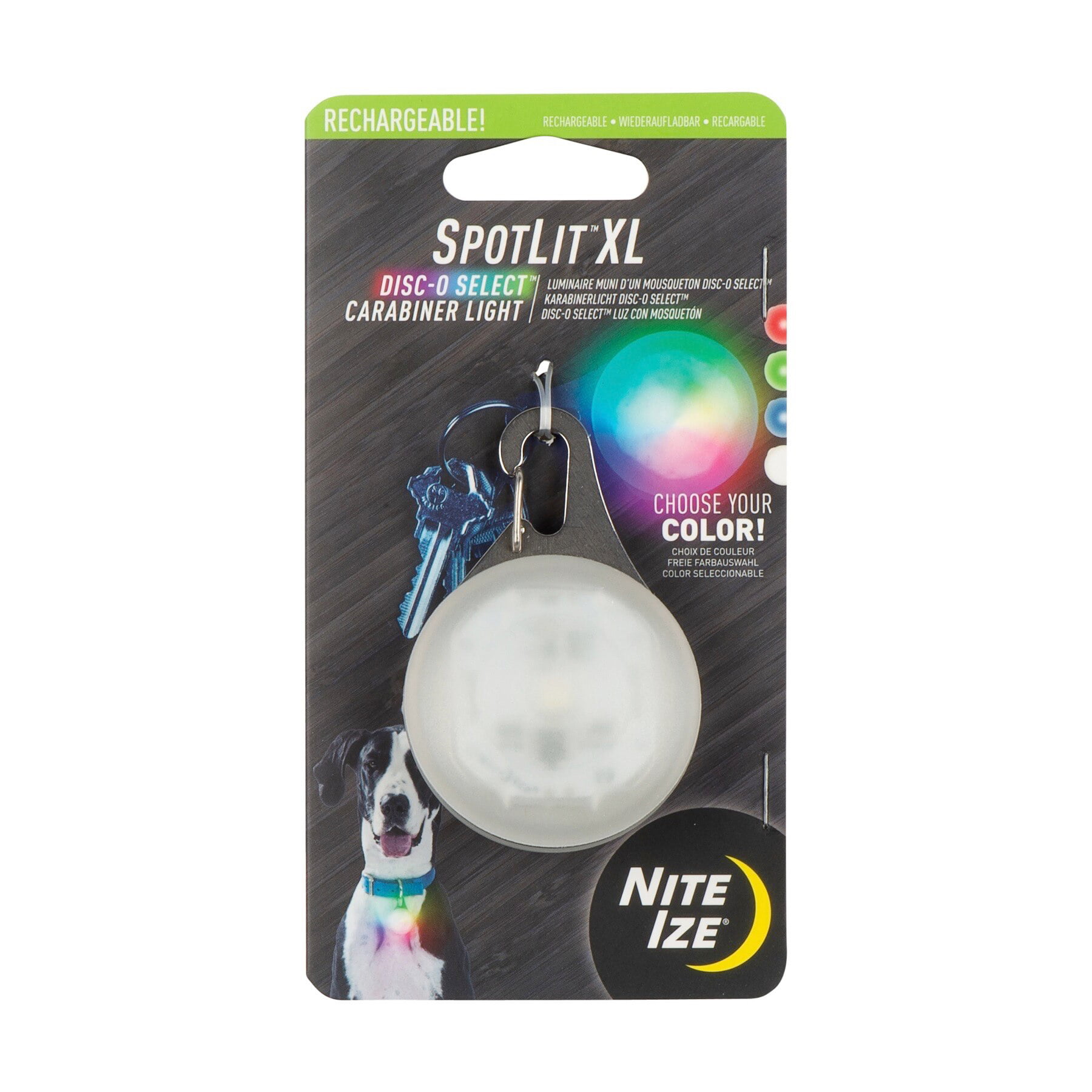Nite Ize SpotLit LED Carabiner Light White Mini Keychain Collar Safety 4-Pack