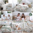 thumbnail image 5 of 3 Piece Green Blue Pink Botanical Duvet Cover Set Full Size, Microfiber Comforter/Quilt Cover with Corner Ties and 2 Pillowcases, Spring Floral Vintage All Season Soft Bedding with Zipper Closure, 5 of 8