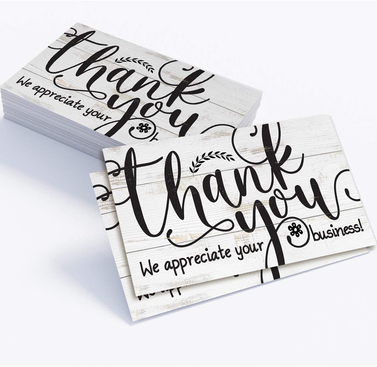 Small Thank You Cards Business Card Size (2X3,5) Mini Thank You Note Cards, Simple Elegant Design, Thick Cardstock, Blank Backside for Notes, Gift