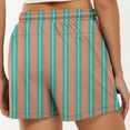 thumbnail image 3 of USNSM Women's Boxer Shorts Elastic High Rise Pajama Vertical Striped Print Casual Lounge Shorts with Pockets Sleepwear Orange XXL, 3 of 4