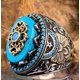 thumbnail image 1 of Anillo turco hecho a mano para hombres, anillos de circón negro con patrón de águila Vintage, Punk, joyería musulmana religiosa islámica de moda, nuevo, 2022, 1 of 4
