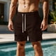 thumbnail image 1 of Ceisia Men's Spring/Summer Beach Shorts - Pocket Solid Gift Color Elastic Waistband Drawstring Swimming Trunks, 1 of 9