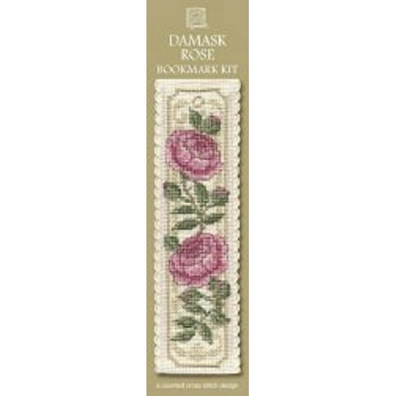 Textile Heritage Damask Rose Counted Cross Stitch Bookmark Kit