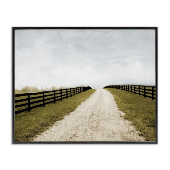 Stupell Industries Rustic Lodge Fenced Countryside Lane Black Framed Giclee Art, 14 x 11, by Ynon Mabat