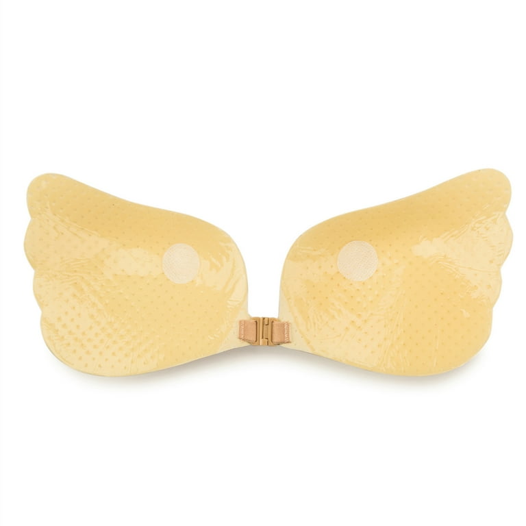 strapless backless push up bra for wedding dress SAYFUT Women's Strapless Push Up Invisible Sticky Bra Silicone Reusable Self Adhesive Backless Bra for Dress Halter, Beige/ Black