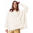 thumbnail image 1 of Sudadera con Capucha Extragrande para Mujer, Jersey con Mangas Murciélago y Cuello Redondo, Jersey con Diseño de Gofre Crema M, 1 of 7