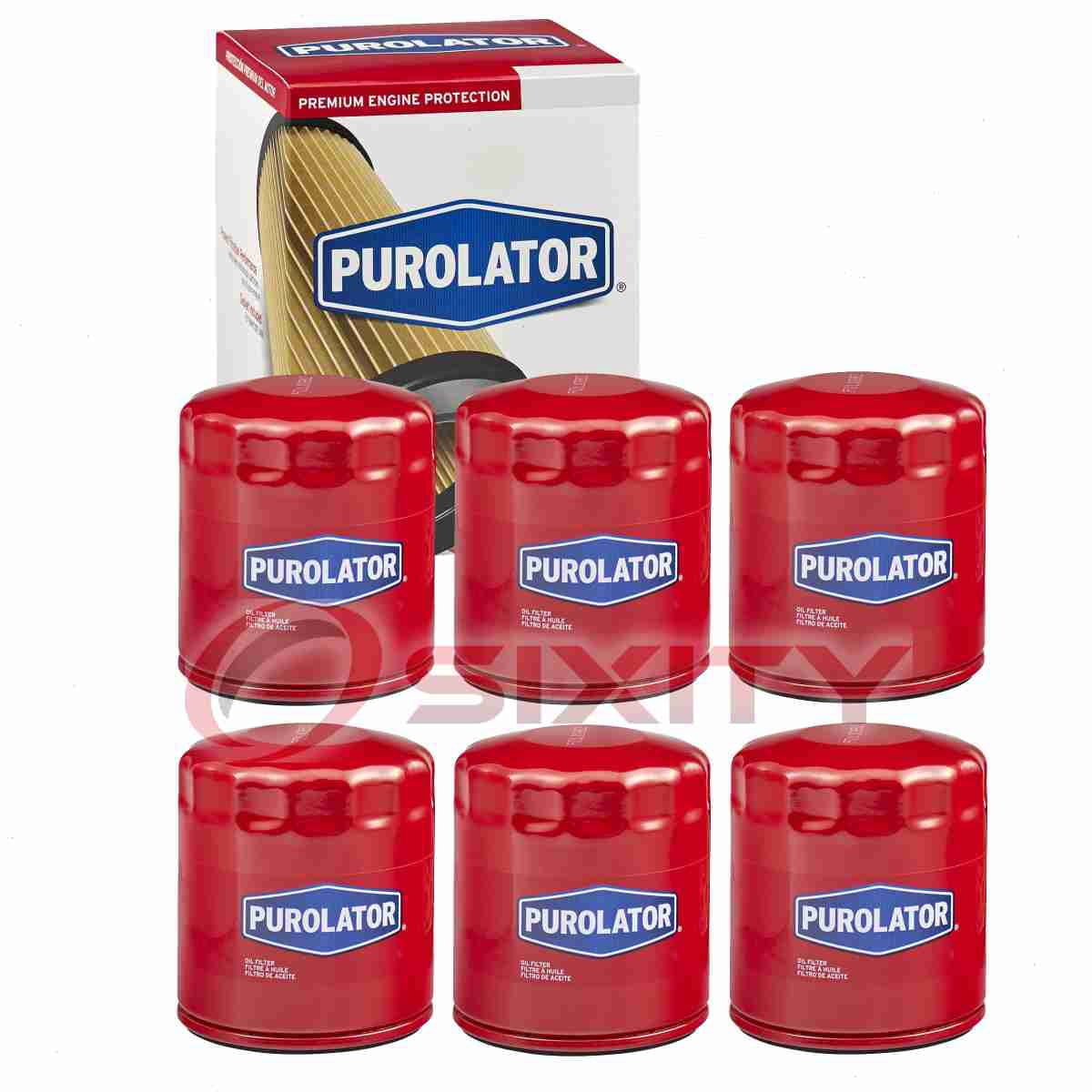 6 pc Purolator L10241 Engine Oil Filters for 130 61348 Oil Change Lubricant Filters