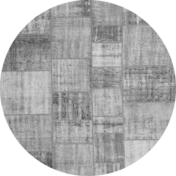 Ahgly Company Indoor Round Patchwork Gray Transitional Area Rugs, 7' Round
