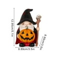 thumbnail image 3 of BallsFHK Halloween Gnome – 5'' Pumpkin Wizard Figurine with Skull Staff, Spider Web Hat & Cloak – Cute Spooky Decor or Gifts for Indoor Halloween Table Decorations, 3 of 5