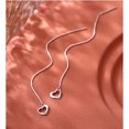 thumbnail image 4 of Solid 925 Sterling Silver Love Heart Chain Dangle Earrings Drops for Women Teens Heart Tassel Dangle Earrings Threader, 4 of 7