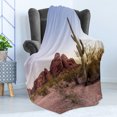 thumbnail image 4 of Arizona Soft Flannel Fleece Throw Blanket, Sandstones of Papago Park in USA Hill Formations Outdoors, Cozy Plush for Indoor and Outdoor Use, 50" x 70", Fawn Dried Rose, by Ambesonne, 4 of 5