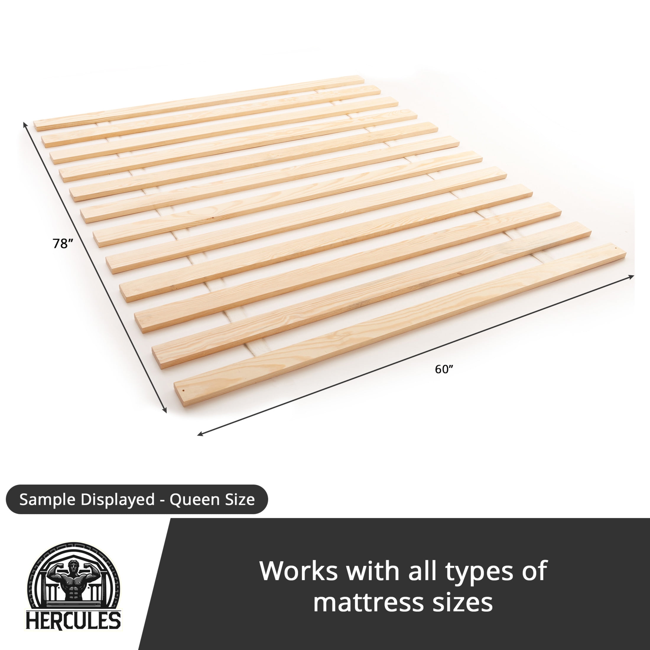 Hercules Xtreme Heavy-Duty Solid Bed Wood Slats | Durable Bed Slats for Mattress Support | Sturdy Bed Support Slats | Bunkie Board Replacement, Easy Assembly, & No Box Spring Needed | Euro Twin