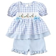 thumbnail image 5 of Gibobby Toddler Girls Baby Girls 2 Piece Outfit Letter Print T-Shirt Tops+Shorts Short Sleeve T-Shirt and Elastic Shorts Set Summer Clothes,3-4 Years,Blue, 5 of 7