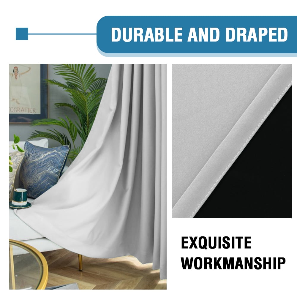PrimeBeau Extra Wide 100% Blackout Curtain Panel, Single Layer Thermal Insulated (100x96-Inch, Off-White, 1 Panel)