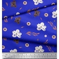 thumbnail image 3 of Soimoi Blue Heavy Canvas Fabric Leaves & Montara Tetrarose Floral Printed Craft Fabric by the Yard 58 Inch Wide, 3 of 3