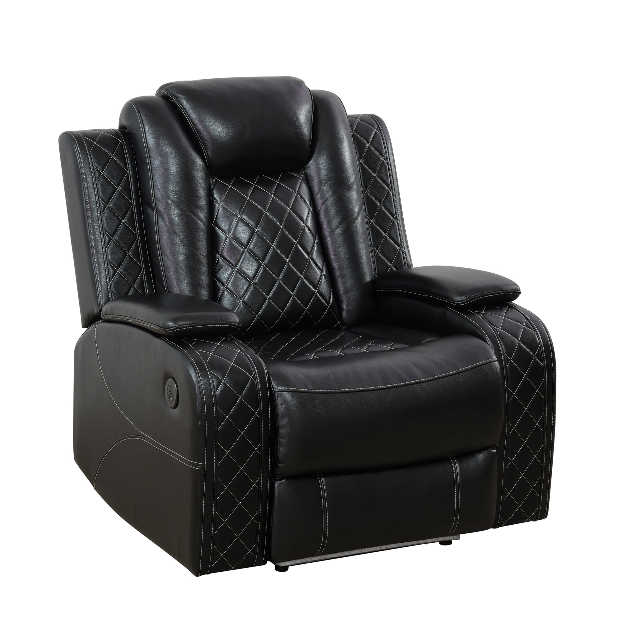 Aukfa Power Recliner Sofa Chair W/ Storage and USB for Living Room,Leather, Black