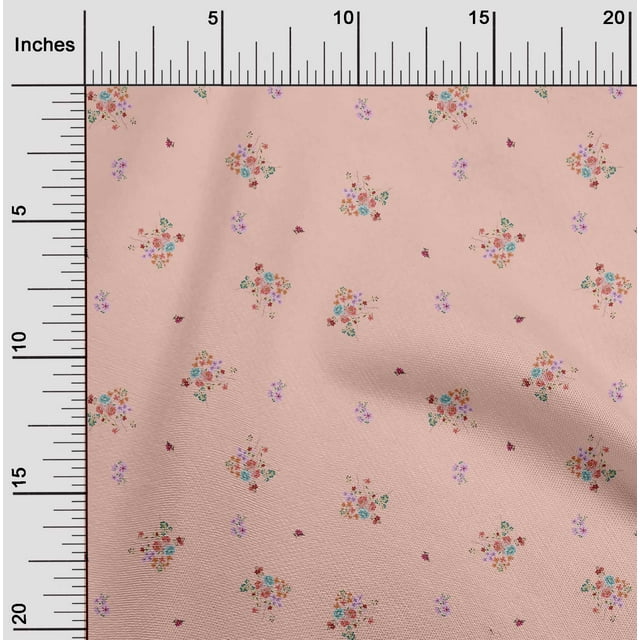 oneOone Tissu Polyester Lycra Feuilles & Fleurs Imprimé 1 Yard 56 Pouces de Large