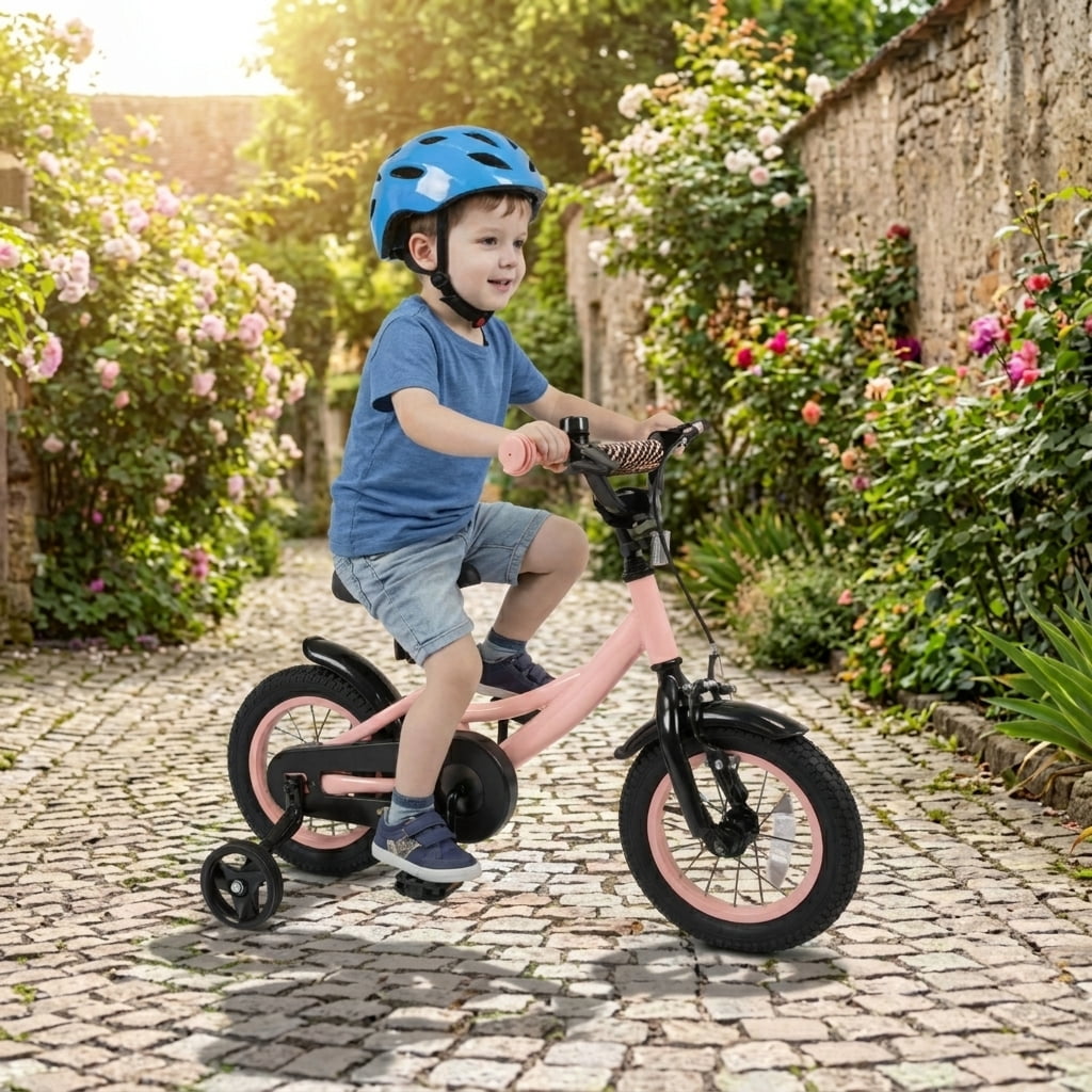 Redsmile 12 Inch Kids Bike for Boys Girls Ages 3-8, Adjustable Toddler Bicycle with Removable Training Wheels, Handbrake and Coaster Brake, 145 lb Kids Bike, Pink