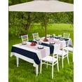 thumbnail image 4 of Lsrtoss Outdoor Tablecloth with Umbrella Hole & Zipper, Pink Navy Blue Striped Rectangle Tablecloth 60x84 Inch, Farmhouse Stripe Art Patio Table Cover Waterproof Table Cloth for Picnic/Party, 4 of 7