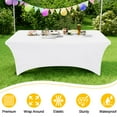 thumbnail image 3 of Smiry 2 Pack 8FT Stretch Spandex Tablecloths, Waterproof and Elastic Fitted Table Cloth, Washable Table Cover for Rectangle Tables, White, 3 of 8