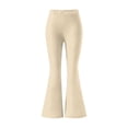 thumbnail image 7 of FRSASU Flare Leggings for Women High Waisted Fold Over Flared Yoga Pants Bootcut Comfy Workout Ladies Solid Leggings Beige-A, 7 of 7