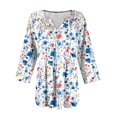 thumbnail image 4 of Mashaouyo 3/4 Sleeve Short Sleeve Shirts Blouses for Women Casual V Neck Summer Tops With Leggings Pleated Curved Tunic, 4 of 5