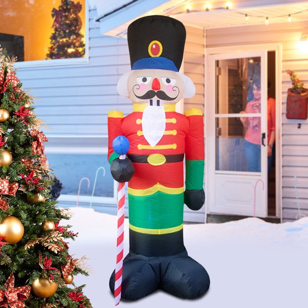 Inflable Blow Up Xmas Soldier 2.4M Iluminado Soldado Adorno Regalos de Año Nuevo
