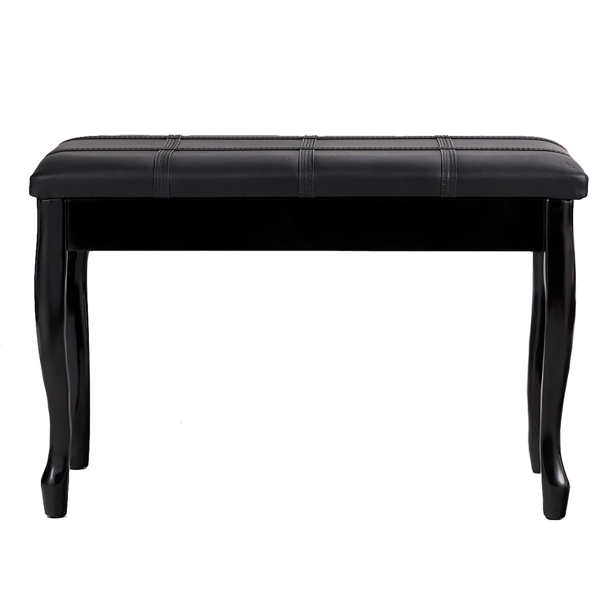 Costway PU Leather Solid Wood Piano Bench Padded Double Duet Keyboard Seat Storage Black