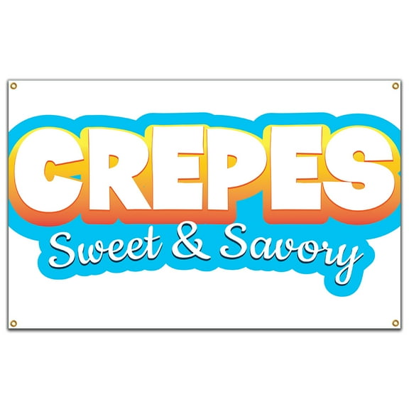SignMission B-60 Crepes19 60 in. Concession Stand Food Truck Single Sided Banner - Crepes