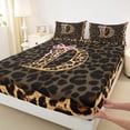 thumbnail image 4 of Manfei Kawaii Bow Letter D Monogrammed Bed Sheets 4pcs for Teens Girls,Vintage Cheetah Print Alphabet King Sheets for Female,Luxury Bedroom Decor, 4 of 5