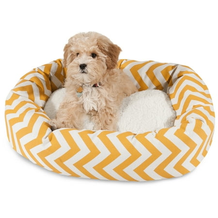 UPC: 0788995540267 | Majestic Pet | Chevron Sherpa Bagel Pet Bed For Dogs  Yellow  Small