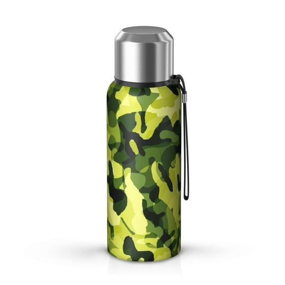 Camouflage 20oz Stainless Steel Thermal Bottle with Tea Filter and Cup Lid, Vacuum Insulated Coffee Mug with 316L Inner Liner, Leakproof Travel Thermos for Office, Commute & Outdoor