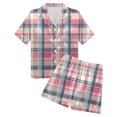 thumbnail image 5 of vigerkar Womens Cute Satin Pajama Set Print Short Sleeve Sleepwear Button Down Pjs Shorts Set Loungewear (Light Blue, L), 5 of 7