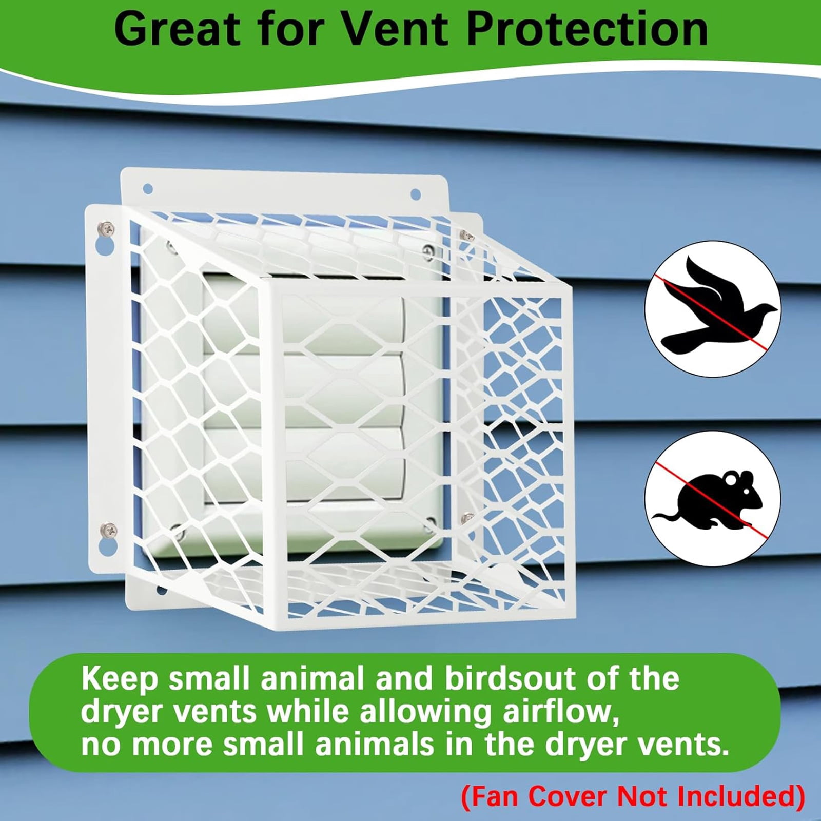RUISINERY 2pieces Dryer Vents Bird Guard Drying Systems Protector Dryer Vents Covers Guard Carbon Steel Ventilation Bird Cage Endurin