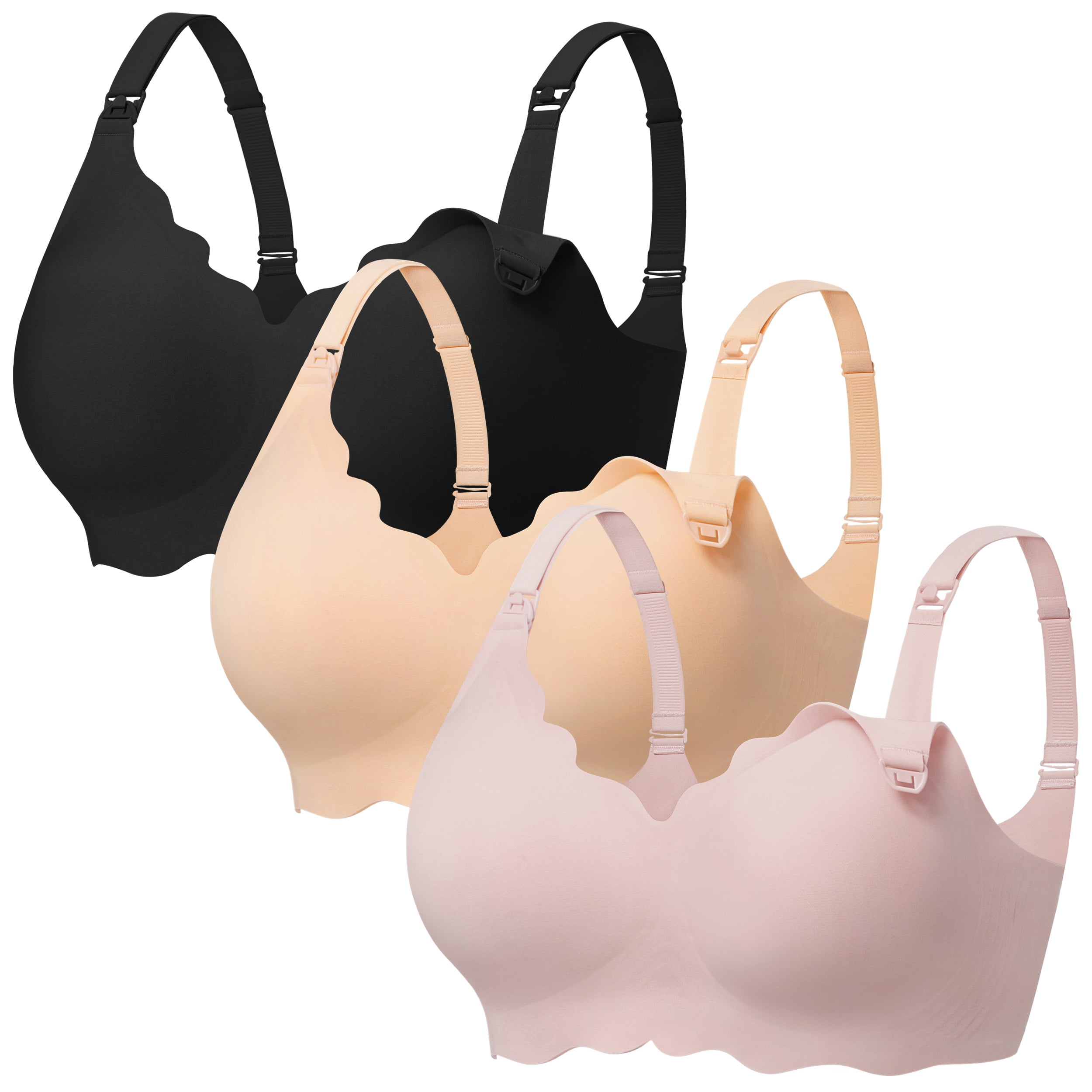 HBlife 3 Pack Nursing Bras for Breastfeeding Ultra Comfort Seamless Maternity Bra Pack Wireless Pregnancy Bralette Bra Extender