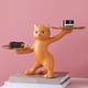 thumbnail image 5 of Estatuas de resina para gatos, esculturas de estatuillas, joyas, baratijas, almacenamiento, llavero, plato, bandeja para servir para dormitorio, Naranja Sunnimix Figuras de animales de resina, 5 of 8
