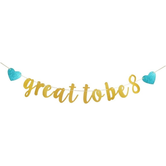 Great To Be 8 With Blue Heart Party Banner, Baby Boys 8th Birthday Party Decorations, Eight Years Old Birthday Party Hanging Bunting Party Sign Supplies Props