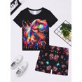 thumbnail image 3 of QEFJNO 3-12Y Kids Boys Pajamas Set 2 PCS Short Sleeve Top and Shorts Pants for Toddler Boys Dinosaur Pjs Summer, 3 of 13